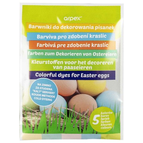 Arpex Dekoracja jajek Barwniki do jaj 5 kolorów Arpex (SW7262)
