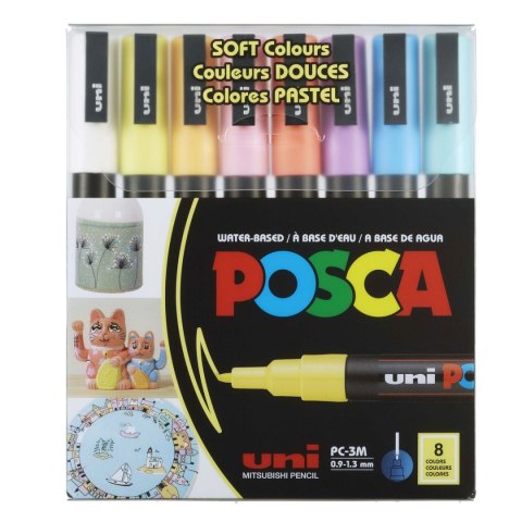 Posca Marker specjalistyczny Posca SOFT COLORS 8 sztuk, mix 0,9-1,3mm okrągła końcówka (177313)