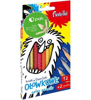 Fiorello Kredki ołówkowe Fiorello Super Soft 12 kolorów + 2 gratis (170-1374)