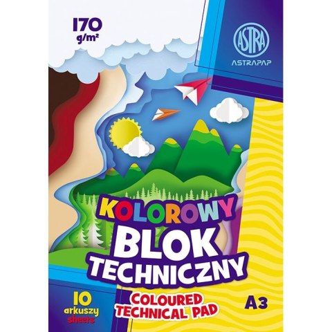 Astrapap Blok techniczny Astrapap kolorowy A3 kolorowa 170g 10k (106021010)