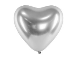 Partydeco Balon gumowy Partydeco serca Glossy srebrny 300mm (CHB2-018-50)