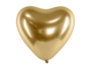 Partydeco Balon gumowy Partydeco serca Glossy złoty 300mm (CHB2-019-50)