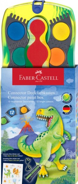 Faber Castell Farby akwarelowe Faber Castell Dinozaury +brokat + naklejki 12 kolor. (125013 FC)
