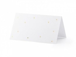 Partydeco Wizytówka na stół wykonane z papieru w kolorze białym, ze złotym metalizowanym wzorem kropek (1 op. / 10 szt.) Partydeco (WS4-01