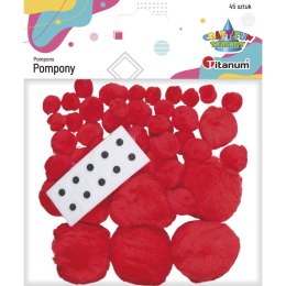 Titanum Pompony Titanum Craft-Fun Series akrylowe czerwone 45 szt