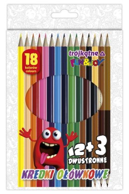 Fun&Joy Kredki ołówkowe Fun&Joy 12 kolorów+ 3 dwustronne cieliste trójkątne 18 kol.