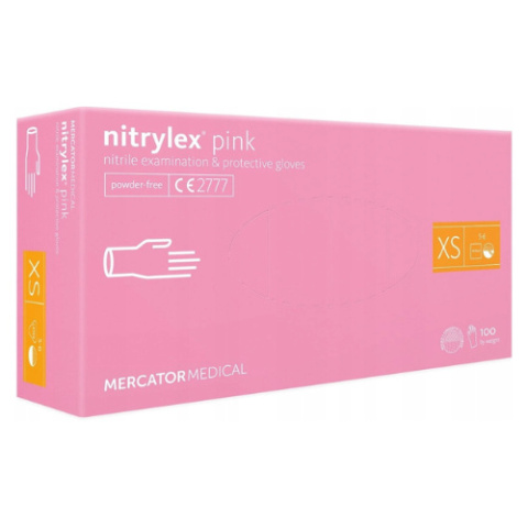 MERCATOR rękawiczki nitrylowe 100 sztuk XS różowe