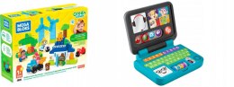 Mattel Pakiet PROMOCJA Klocki Eko Domek 89el. +Fisher-Price Edukacyjny Laptop Malucha Hcg36+ Mattel (476382+496268)