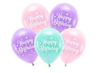 Partydeco Balon gumowy Partydeco Eco 26 cm, Happy Birthday mix 260mm (ECO26P-201-081-5)