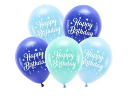 Partydeco Balon gumowy Partydeco Eco 26 cm, Happy Birthday, niebieski niebieski 260mm (ECO26P-201-001-5)