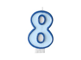 Partydeco Świeczka urodzinowa Cyferka 8 w kolorze niebieskim 7 centymetrów Partydeco (SCU1-8-001)