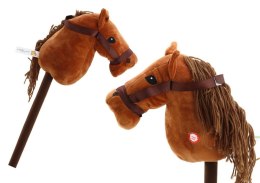 Lean Pluszak interaktywny Głowa Konia Na Kiju Hobby Horse Koń Długowłosy Brązowy Dźwięki Lean (19534)