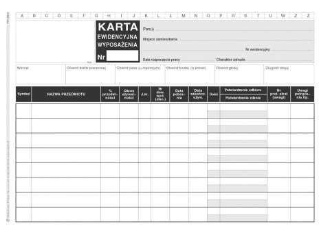 Michalczyk i Prokop Druk offsetowy O kart. karta ewidencyjna wyposażenia A5 50k. Michalczyk i Prokop (346-3)