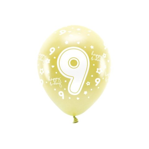 Partydeco Balon gumowy Partydeco cyfra 9 (1 op. / 6 szt.) złoty 330mm (ECO33M-209-019J-6) Partydeco Balon gumowy Partydeco cyfra 9 (1 op. / 6 szt.) złoty 330mm (ECO33M-209-019J-6)
