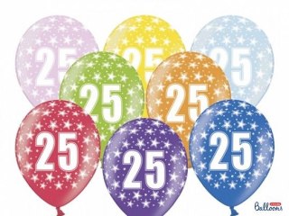 Partydeco Balon gumowy Partydeco gumowy 25 urodziny, mix kolorów 30 cm/6 sztuk mix 300mm (SB14M-025-000-6)