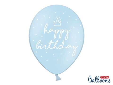 Partydeco Balon gumowy Partydeco gumowy niebieski z nadrukiem happy Birthday 30 cm/6 sztuk niebieski 300mm (SB14P-244-011-6)