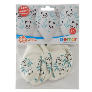 Godan Balon gumowy Godan Hel Panda i Bambus 13 cali, 5 sztuk biała 13cal (GS120/859)