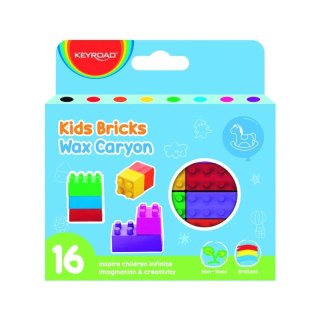 Keyroad Kredki świecowe Keyroad KIDS BRICKS, W KSZTAŁCIE KLOCKÓW 16 kol. (KR972654)