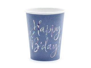 Partydeco Kubek jednorazowy Partydeco Happy Bday!, granatowy papier 220ml (KPP63-074-EU1)