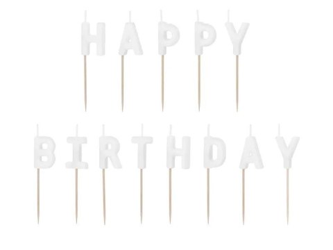 Partydeco Świeczka urodzinowa Happy Birthday, 2.5 cm, biały Partydeco (SCS-13-008)