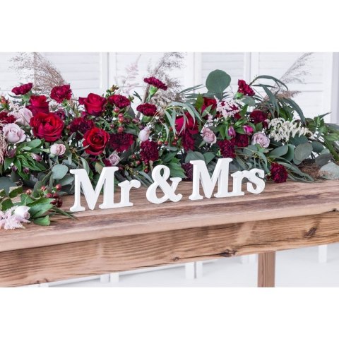 Partydeco Dekoracja Partydeco Drewniany napis Mr & Mrs, biały, 50x9,5cm (DN5-008) Partydeco Dekoracja Partydeco Drewniany napis Mr & Mrs, biały, 50x9,5cm (DN5-008)