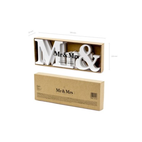 Partydeco Dekoracja Partydeco Drewniany napis Mr & Mrs, biały, 50x9,5cm (DN5-008) Partydeco Dekoracja Partydeco Drewniany napis Mr & Mrs, biały, 50x9,5cm (DN5-008)