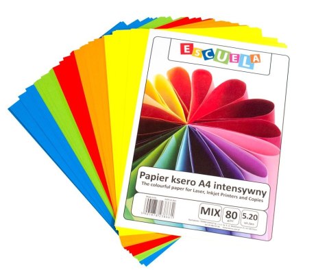 Escuela Papier kolorowy Escuela A4 mix intensywny 80g (PAPKSA4/MIX INT)