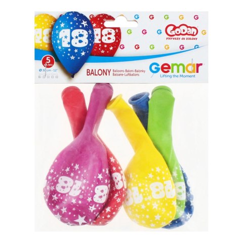 Godan Balon gumowy Godan Z NADRUKIEM 5 szt mix 300mm 12cal (GS110/18) Godan Balon gumowy Godan Z NADRUKIEM 5 szt mix 300mm 12cal (GS110/18)