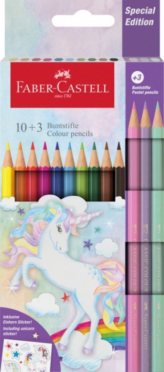 Faber Castell Kredki ołówkowe Faber Castell Jednorożec +naklejki 10+3 kol. (111219 FC)