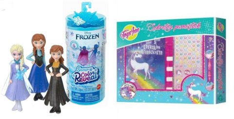 Mattel Pakiet PROMOCJA Mattel Lalka Mini Frozen Color Reveal+Pamiętnik Jednorożec Stn2616	 (498552+402875)