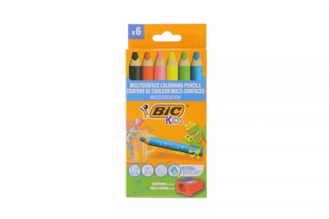 Bic Kredki ołówkowe Bic MULTISURFACE 6 szt + temperówka 3086123727816 6 kol. (515220)