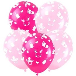 Arpex Balon gumowy Arpex baby shower róż 5szt. różowa 280mm (K2695)