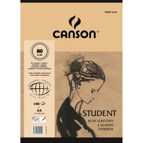 Canson Blok rysunkowy Canson Student A4 szary 80g 100k (50-163)