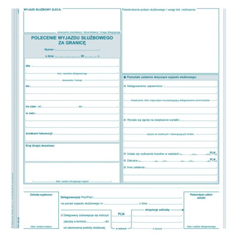 Michalczyk i Prokop Druk offsetowy Michalczyk i Prokop 2/3A4 polecenie wyjażdu służbowego za granicę 2/3 A4 (505-2Z)