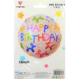 Antella Balon foliowy Antella okrągły Happy Birthday pieski (BCF-174)