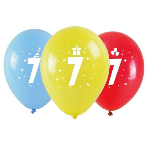 Arpex Balon gumowy Arpex z nadrukiem cyferki - 7 (3 szt.) mix 280mm (KB1962-7-9944)