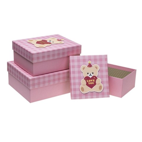 Rozette Pudełko na prezent Rozette [mm:] 250x210 (PUD-23280-PR BEAR pink set 3)