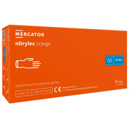 MERCATOR rękawiczki nitrylowe 100 sztuk M pomarańczowe