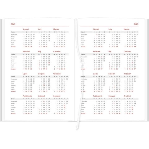 Wydawnictwo Wokół Nas Kalendarz nauczyciela książkowy (terminarz) KRAFT Z GUMKĄ czerwony Wydawnictwo Wokół Nas 2024/2025 A5 tygodniowy A5 (A5TN069B-)