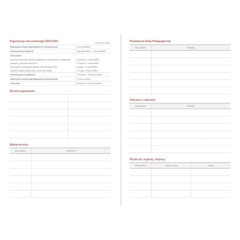 Wydawnictwo Wokół Nas Kalendarz nauczyciela książkowy (terminarz) B5TN060B- Wydawnictwo Wokół Nas 2024/2025 B5 PCV bezbarwny B5 (EKOLEN)