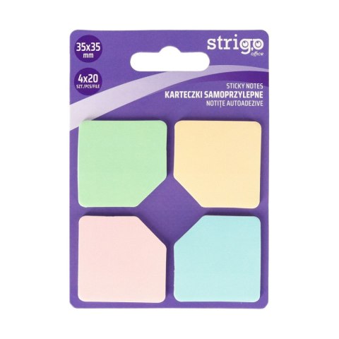 Strigo Notes samoprzylepny Strigo ścięty kwadrat 4kol mix 80k [mm:] 35x35 (SSN036)
