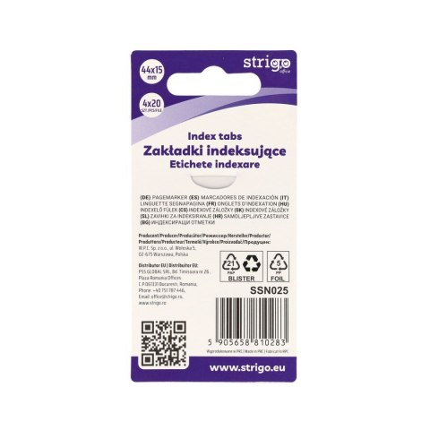 Strigo Zakładki indeksujące Strigo łapki 44x15mm x4bl 5905658810283 80k [mm:] 44x15 (SSN025)