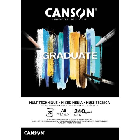 Canson Blok artystyczny Canson Graduate Mix-Media czarny A5 240g 20k (31250P019)