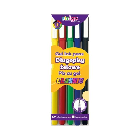 Strigo Długopis żelowy CLASSIC żelowy 5kol wkład mix 0,8mm Strigo (SSC426)