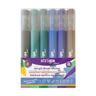 Strigo Marker specjalistyczny Strigo końcówka BRUSH akrylowy w 6kol, mix pędzelek końcówka (SSC436)