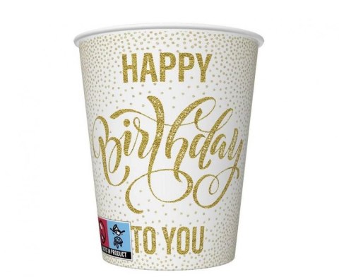 Godan Kubek jednorazowy Godan Happy Birthday Dotted Gold papier 250ml (KM01_OG_055101)