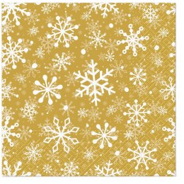 Paw Serwetki Paw Lunch BN Christmas Snowflakes gold mix nadruk papier [mm:] 330x330 (SDL230609)