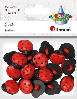 Titanum Guziki Titanum Craft-Fun Series plastikowe biedronka 1,5x1cm 20 szt (24BR0202-24)