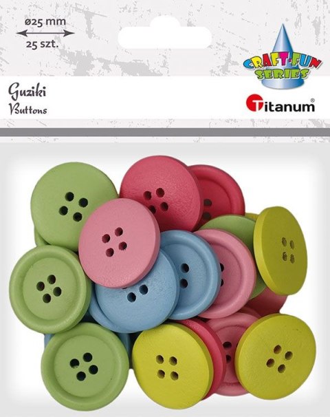 Titanum Guziki Titanum Craft-Fun Series plastikowe okrągłe 25mm mix 25 szt