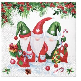 Paw Serwetki Paw Lunch BN Christmas Gnomes mix bibuła [mm:] 330x330 (SDL230500)